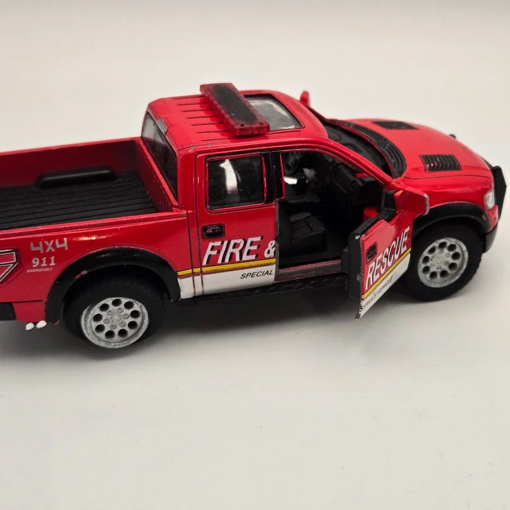 Kinsmart Kids Ford F-150 SVT Raptor Fire Rescue Truck Diecast Toy